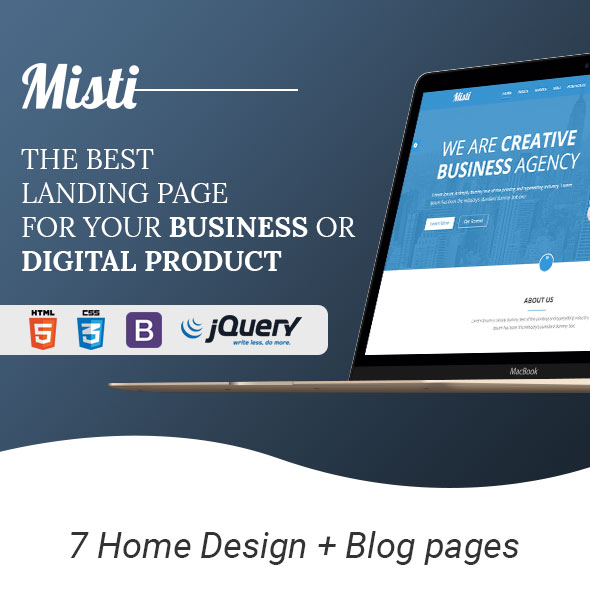 Misti – One Page Corporate and Business  Landing template - 1